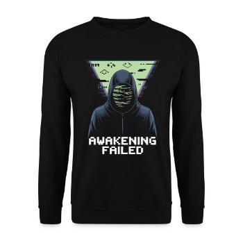 Awakening Failed – Retro Cyber Glitch - Unisex Pullover - Schwarz - Vorne - Alina (178cm) & Michal (187cm)