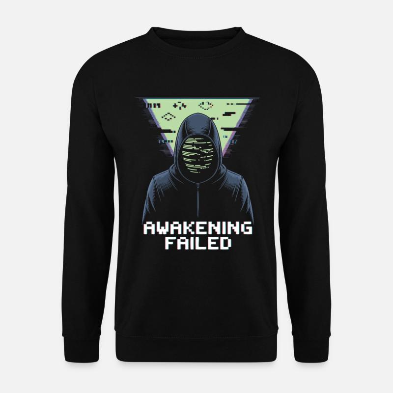 Awakening Failed – Retro Cyber Glitch - Unisex Pullover - Schwarz