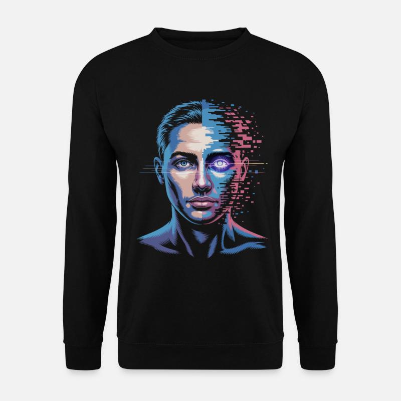 Digitaler Mensch mit Glitch-Effekt - Unisex Pullover - Schwarz