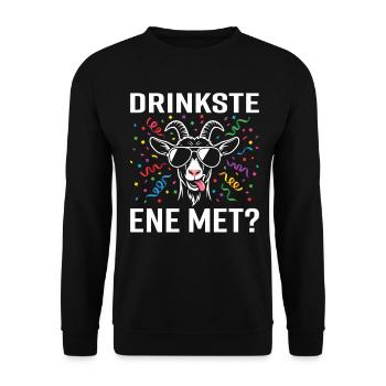 Drinkste ene met? – Carnival Party Goat - Unisex Sweatshirt - black - Front - Alina (178cm) & Michal (187cm)