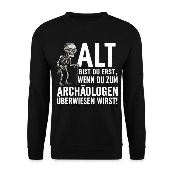 OLD ARE YOU FIRST – Chemise squelette humoristique - Sweat-shirt Unisexe - noir - Devant - Alina (178cm) & Michal (187cm)