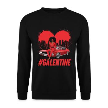 Hashtag Galentine Matching Girls Day Vibes Friends - Unisex Pullover - Schwarz - Vorne - Alina (178cm) & Michal (187cm)