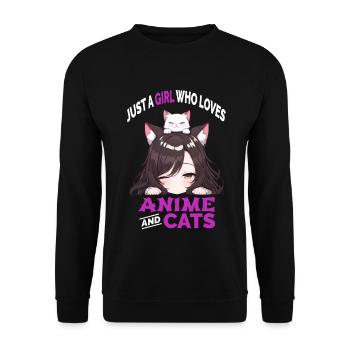 Juste une fille qui aime l’anime et les chats Manga Katzen - Sweat-shirt Unisexe - noir - Devant - Alina (178cm) & Michal (187cm)