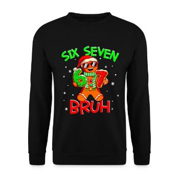67 Christmas 6 7 Meme Gingerbread - Unisex Pullover - Schwarz - Vorne - Alina (178cm) & Michal (187cm)