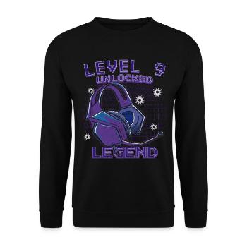 Level 9 Unlocked Kopfhörer Neon - Unisex Pullover - Schwarz - Vorne - Alina (178cm) & Michal (187cm)