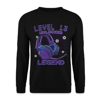 Level 13 Unlocked Legend - Unisex Sweatshirt - black - Front - Alina (178cm) & Michal (187cm)
