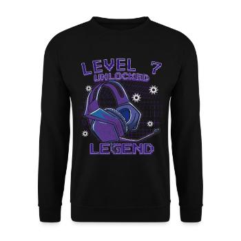 Level Unlocked Headphones Neon - Unisex Sweatshirt - black - Front - Alina (178cm) & Michal (187cm)