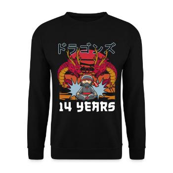 14 Jahre Drachen Ninja Zen - Unisex Pullover - Schwarz - Vorne - Alina (178cm) & Michal (187cm)