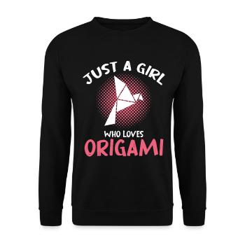 Origami Girl Love in Paper Art - Unisex Sweatshirt - black - Front - Alina (178cm) & Michal (187cm)