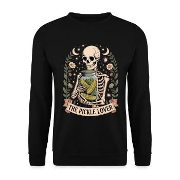 Funny The Pickle Lover Tarot Card - Unisex Sweatshirt - black - Front - Alina (178cm) & Michal (187cm)