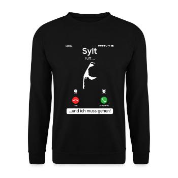 SYLT RUFT UND ICH MUSS GEHEN Sylter Lustiges - Unisex Pullover - Schwarz - Vorne - Alina (178cm) & Michal (187cm)