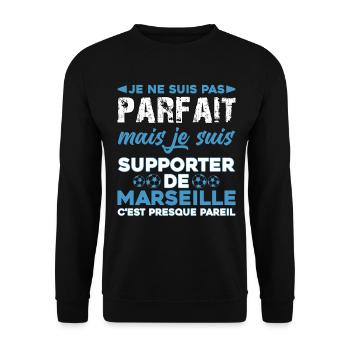 Supporter Marseille Football Club Foot Humour - Sweat-shirt Unisexe - noir - Devant - Alina (178cm) & Michal (187cm)