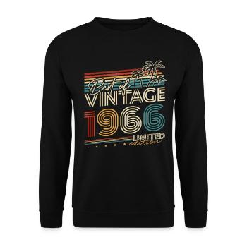 1966 Vintage Vintage Retro Birthday Gift - Unisex Sweatshirt - black - Front - Alina (178cm) & Michal (187cm)