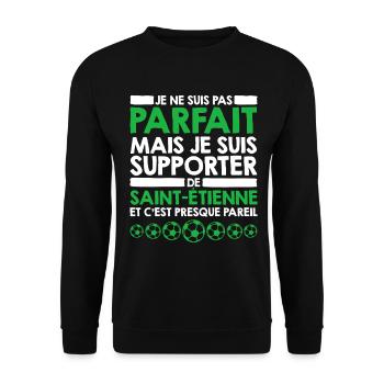 Supporter Saint Etienne Football Foot Stéphanois - Unisex Sweatshirt - black - Front - Alina (178cm) & Michal (187cm)