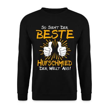 Hufschmied Geschenkidee - Unisex Pullover - Schwarz - Vorne - Alina (178cm) & Michal (187cm)