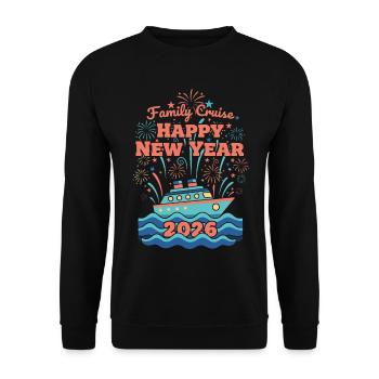 Family Cruise Happy New Year 2026 Fireworks - Unisex Sweatshirt - black - Front - Alina (178cm) & Michal (187cm)