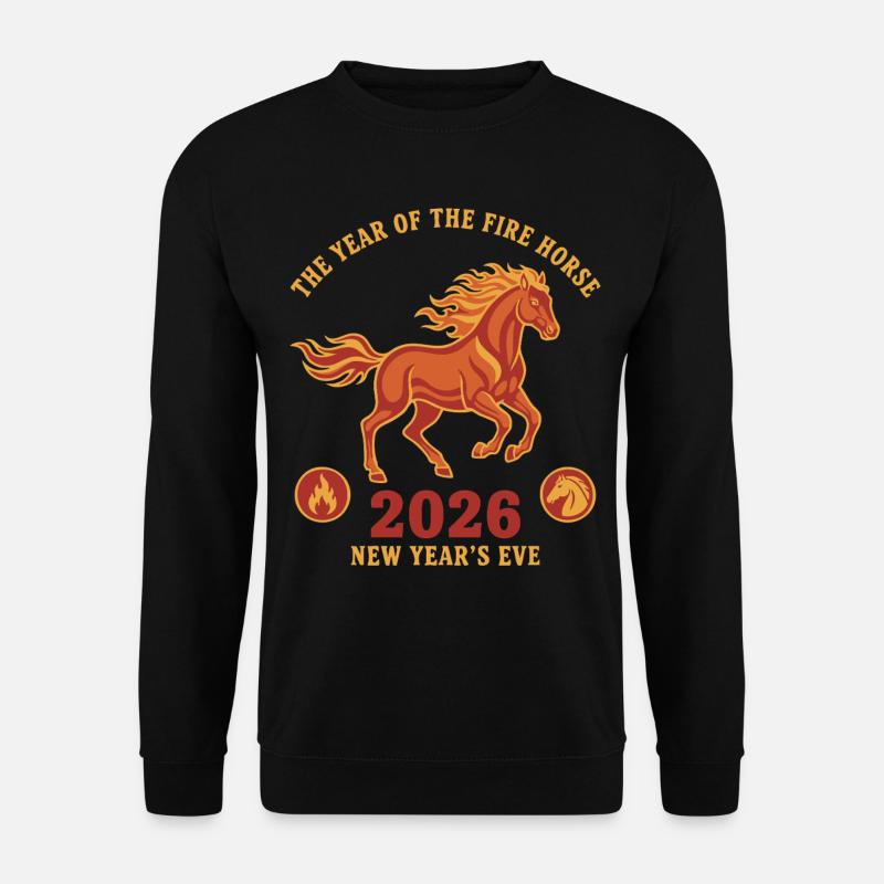 Das Jahr des Feuerpferdes Silvester 2026 - Unisex Pullover - Schwarz