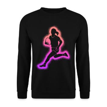 Rugbyspielerin Kinder Mädchen Frauen Rugby - Unisex Pullover - Schwarz - Vorne - Alina (178cm) & Michal (187cm)