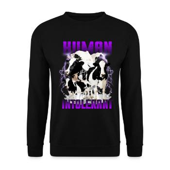 Unwearable Bootleg Human Intolerant - Unisex Pullover - Schwarz - Vorne - Alina (178cm) & Michal (187cm)