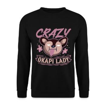 Crazy Okapi Lady - Unisex Sweatshirt - black - Front - Alina (178cm) & Michal (187cm)