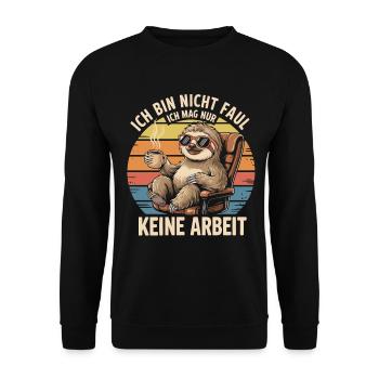 Sloth Design – I Just Don't Like Work - Unisex Sweatshirt - black - Front - Alina (178cm) & Michal (187cm)