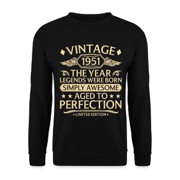 75e anniversaire Millésime 1951 Naissance - Sweat-shirt Unisexe - noir - Devant - Alina (178cm) & Michal (187cm)