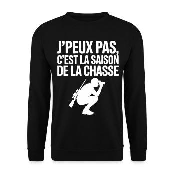 Ich kann nicht, es ist Jagdsaison - Unisex Pullover - Schwarz - Vorne - Alina (178cm) & Michal (187cm)