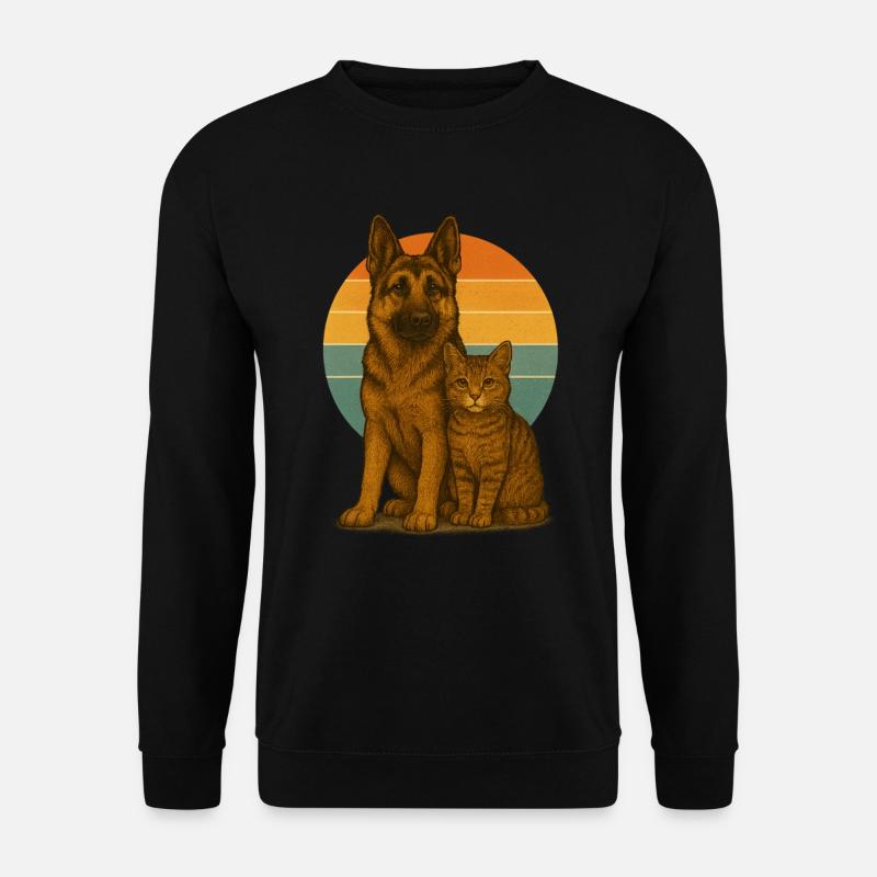 German Shepherd and Cat - Unisex Sweatshirt - black