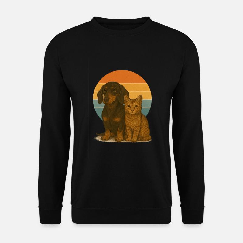 Dackel und Katze - Unisex Pullover - Schwarz