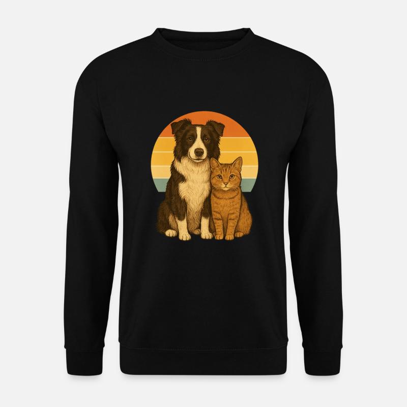 Border Collie und Katze - Unisex Pullover - Schwarz