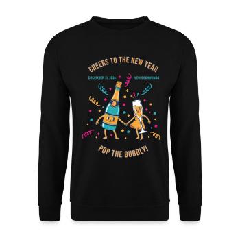 Prost auf das neue Jahr Pop The Bubbly - Unisex Pullover - Schwarz - Vorne - Alina (178cm) & Michal (187cm)