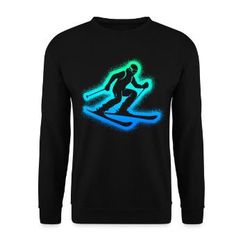 Skifahren Skifahrer Kinder Herren Jungen Ski - Unisex Pullover - Schwarz - Vorne - Alina (178cm) & Michal (187cm)