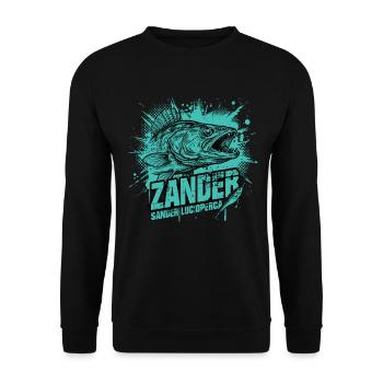 Zander Angler: The predator hunter - Unisex Sweatshirt - black - Front - Alina (178cm) & Michal (187cm)