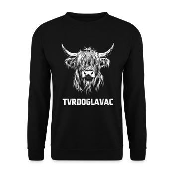 Tvrdoglavac - Scottish Highland Cattle Croatian - Unisex Sweatshirt - black - Front - Alina (178cm) & Michal (187cm)