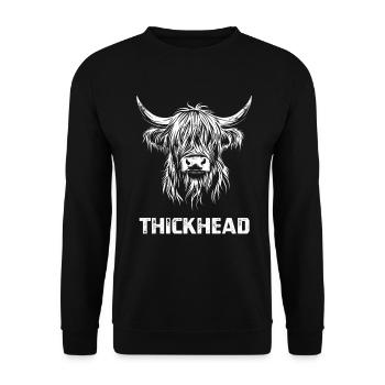 Thickhead - Bétail écossais des Highlands - Anglais - Sweat-shirt Unisexe - noir - Devant - Alina (178cm) & Michal (187cm)