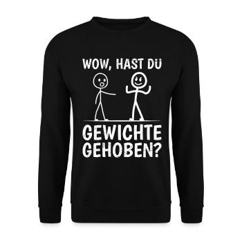 Gym WOW DID YOU LIFT WEIGHTS FUNNY - Unisex Sweatshirt - black - Front - Alina (178cm) & Michal (187cm)