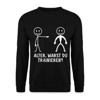 Fitnessstudio ALTER WARST DU TRAINIERT LUSTIG - Unisex Pullover - Schwarz - Vorne - Alina (178cm) & Michal (187cm)