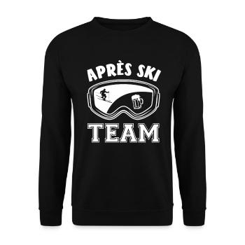 Après Ski Team, Wintersport, Skiurlaub - Unisex Pullover - Schwarz - Vorne - Alina (178cm) & Michal (187cm)
