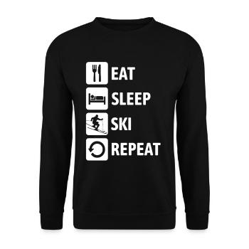Eat Sleep Ski Repeat - Ski - Ski - Unisex Sweatshirt - black - Front - Alina (178cm) & Michal (187cm)
