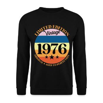 1976 Vintage Birthday Gift 76 - Unisex Sweatshirt - black - Front - Alina (178cm) & Michal (187cm)