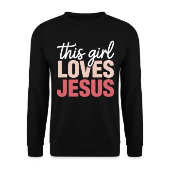 Girl Loves Jesus Gradient Font - Unisex Sweatshirt - black - Front - Alina (178cm) & Michal (187cm)