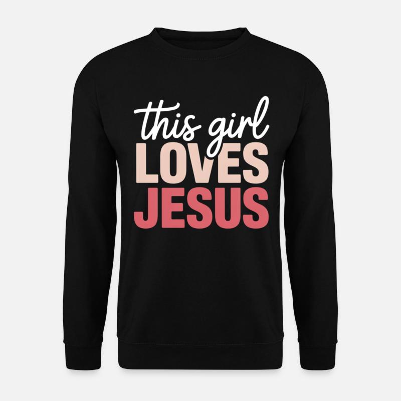 Mädchen liebt Jesus Gradientenschrift - Unisex Pullover - Schwarz