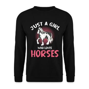 Girl Loves Horses Motif - Unisex Sweatshirt - black - Front - Alina (178cm) & Michal (187cm)