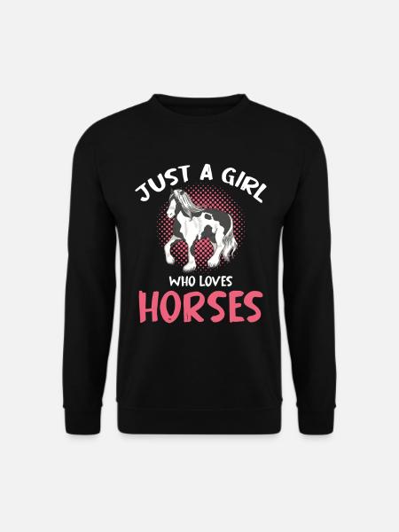 Mädchen liebt Pferde Motiv - Unisex Pullover - Schwarz