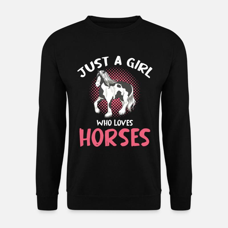 Mädchen liebt Pferde Motiv - Unisex Pullover - Schwarz