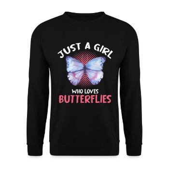 Une seule fille aime les papillons - Sweat-shirt Unisexe - noir - Devant - Alina (178cm) & Michal (187cm)