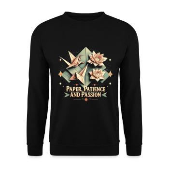 Patience et passion pour papier origami - Sweat-shirt Unisexe - noir - Devant - Alina (178cm) & Michal (187cm)