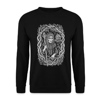 Art populaire de la forêt slave de Baba Yaga - Sweat-shirt Unisexe - noir - Devant - Alina (178cm) & Michal (187cm)