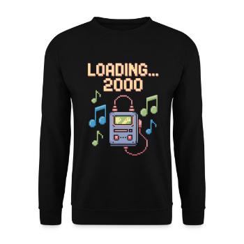 Retro Pixel Design – Loading 2000 - Unisex Sweatshirt - black - Front - Alina (178cm) & Michal (187cm)