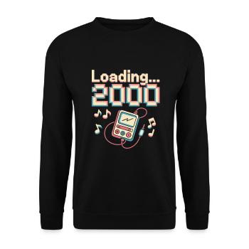 Y2K Pixel Design – Loading 2000 - Unisex Sweatshirt - black - Front - Alina (178cm) & Michal (187cm)